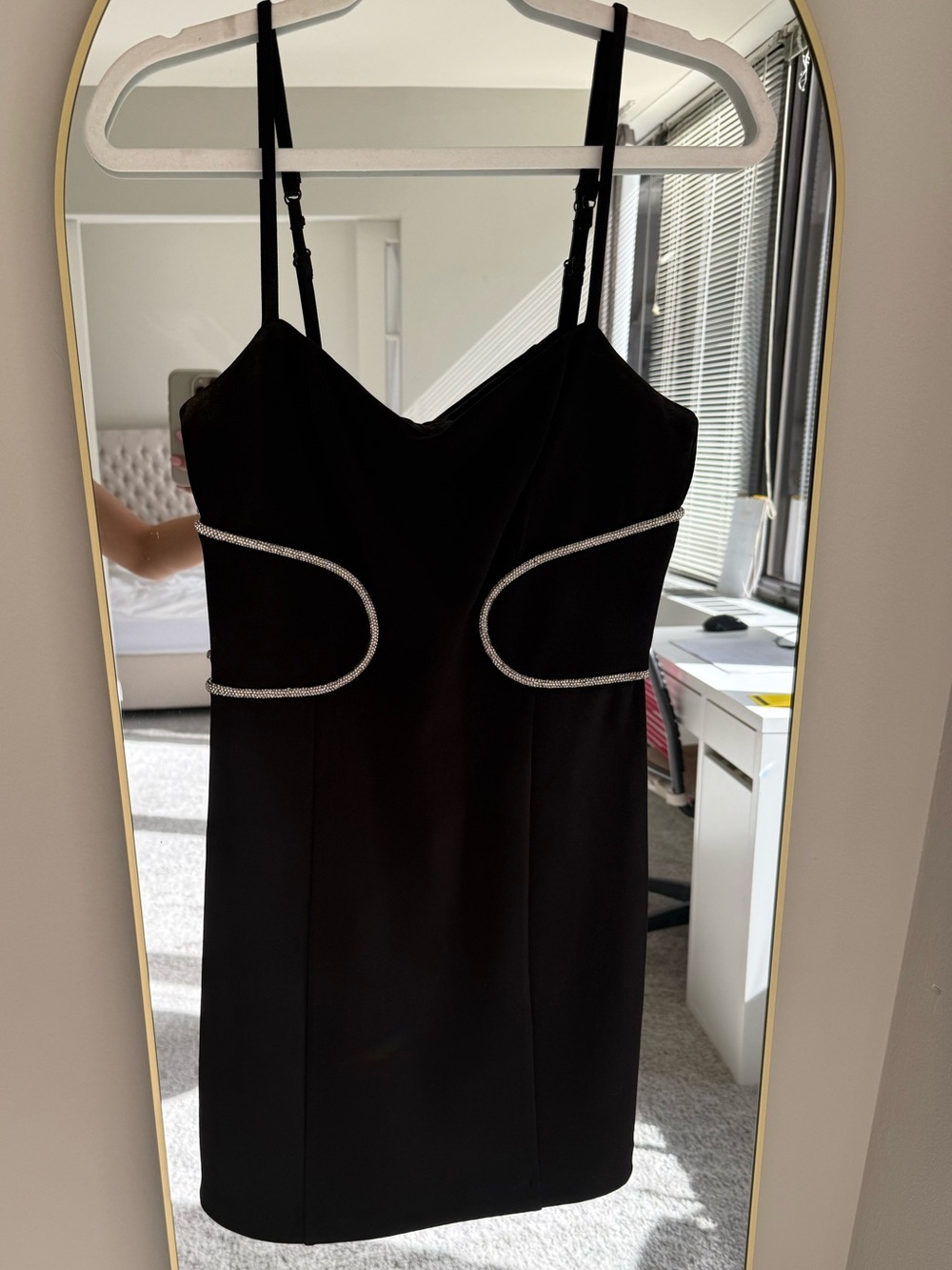 Elegant Black Dress with Silver Rhinestone Accents